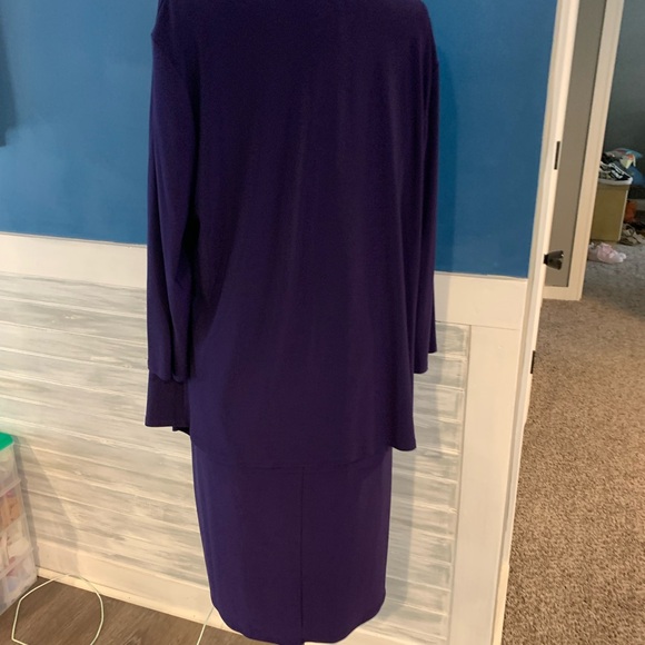 Evan-Picone 2-Piece dress Jacket set comfortable free flowing purple size 16 - Picture 3 of 9